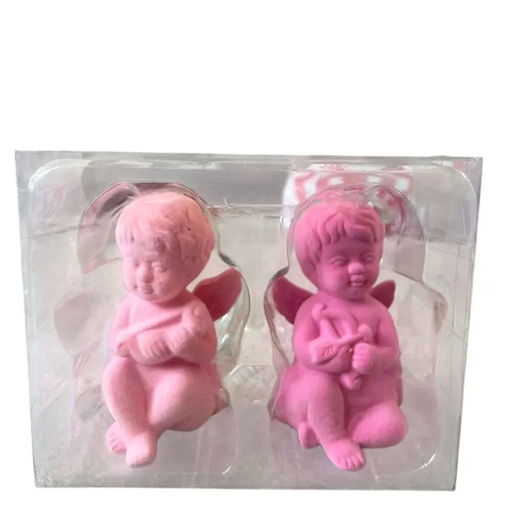 2025 Target Spritz 2pk Pink Flocked Valentines Cupid Cherub Figurines NEW